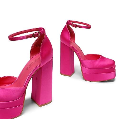 DREAM PAIRS Women’s High Chunky Platform Closed Toe Block Heels Square Toe Ankle Strap Dress Wedding Party Pumps Shoes Aurelia thumbnail 8