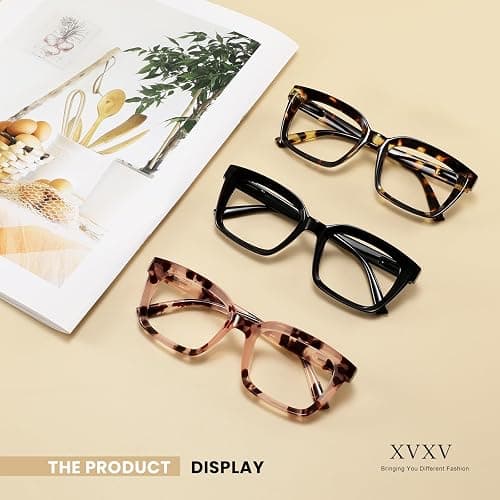 XVXV Reading Glasses for Women Men - Blue Light Blocking Readers Oversize Oprah Square Anti Glare/Eyestrain Spring Hinge thumbnail 7