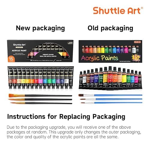 Shuttle Art Acrylic Paint Set, 15 x 12ml Tubes Artist Quality Non Toxic Rich Pigments Colors Perfect for Kids Adults Beginners Artists Painting on Canvas Wood Clay Fabric Ceramic Crafts thumbnail 8