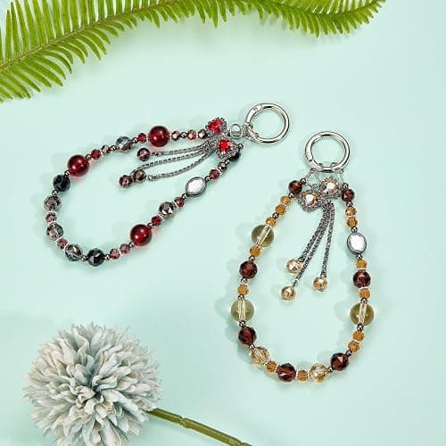 BEEFLYING Crystal Bead Phone Bracelet Strap, Cellphone Bow Charms Wristlet Lanyard for Women, Kawaii Charm Pendant Wrist Strap for Camera Bag Accessories thumbnail 4