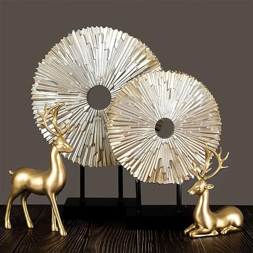BULINGNA 2Pcs Christmas Reindeer Figurines, Resin Elk Sculpture Miniature Figurine Xmas Deer Statue Artificial Animal Crafts Home Decoration Ornament (Solid Gold) thumbnail 4