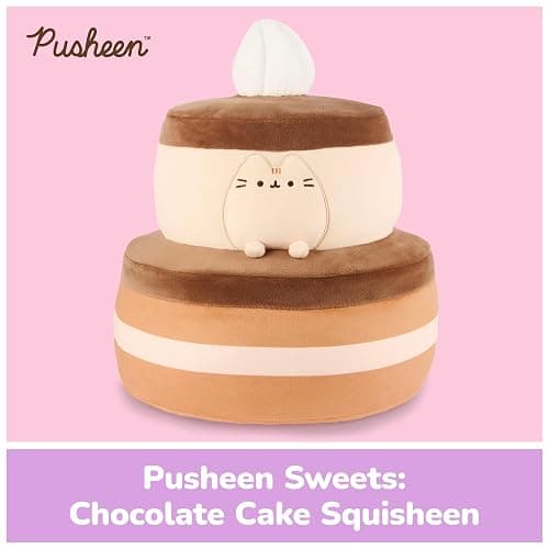 GUND Pusheen Chocolate Cake Squisheen, Squishy Toy, Collectible Plush Toy, Dessert Plush, Cat Stuffed Animal for Ages 8 and Up, Brown, 11” thumbnail 3
