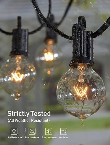 Brightown Outdoor String Lights 30FT G40 Globe Patio Lights with 27 Edison Glass Bulbs(2 Spare), Waterproof Connectable Hanging Light for Backyard Porch Balcony Party Decor, E12 Socket Base, Black thumbnail 4