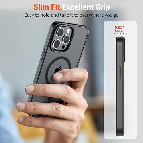 SUPFINE Magnetic for iPhone 14 Pro Max Case (Compatible with MagSafe) (Military Grade Drop Protection) Translucent Matte Shockproof Phone Cover,Black thumbnail 7