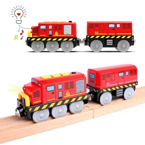 Motorized Train Set for Wooden Tracks,Battery Operated Locomotive Train Toy with Lights & Sounds, Compatible with Thomas, Brio,Toy Trains for Toddlers 3 4 5 Year Old thumbnail 8