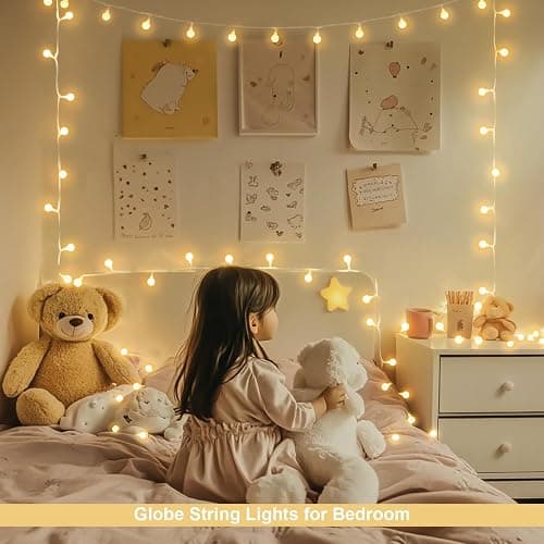 JMEXSUSS Globe Battery Operated Christmas Lights Indoor, 100 LED Battery Powered String Lights Outdoor Waterproof, 33ft Christmas String Light with Remote Timer for Bedroom Camping Decor, Warm White thumbnail 2