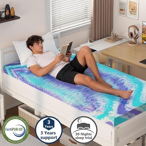 Bedspick 2 Inch Twin XL Mattress Topper - Gel Infused Memory Foam Extra Long Single Bed Topper Pad for College Dorm, Medium Plush Feel, Pressure Relieving, CertiPUR-US Certified thumbnail 5