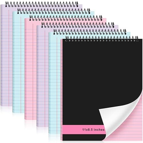Resurhang 6 Pcs Top Spiral Notebooks,8.5 x 11 Inches,No Holes,3 Colors | 70 Sheets, Double Sided College Ruled Paper, Memo Steno Pad with Stiff Cover, Multicolored for School, Home, Office - Image 1