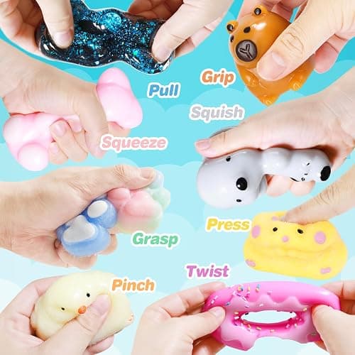 Taba Squishy 20Pack, Fufu Squishy Fidget Toys Kit, Include Squishies Chick Toys, Cat Paws, Hamster, Stress Relief Toy, Squeeze Toys, Party Favors, Birthday Gift for Girls, Boys, Kids thumbnail 4