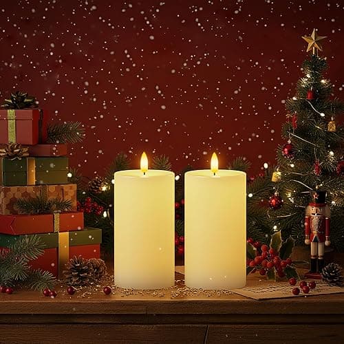 Homemory White 3x6 Inch Flameless Candles Battery Operated with Remote Timer, Real Wax LED Pillar Candle for Home Fireplace Bedroom Living Room Party, Set of 2 thumbnail 3