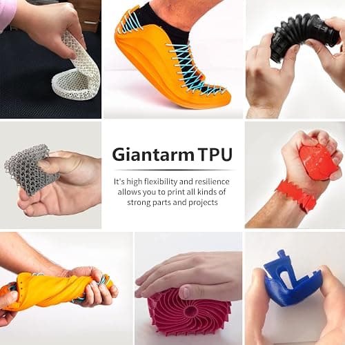 GIANTARM TPU Filament 1.75mm Flexible Soft 3D Printer Consumables Black,95A 1kg Spool (2.2 lbs.), Dimensional Accuracy +/- 0.05 mm thumbnail 6