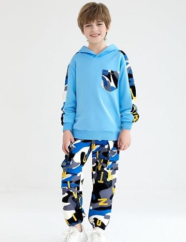 mksodopy Boys Clothes Boy Outfits 2-Piece Long Sleeve Hoodie and Camouflage Pants Boys Clothing for 6-16 Years thumbnail 6