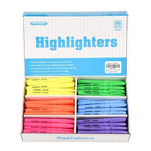 Rarlan Highlighters, Chisel Tip, Assorted Fluorescent, 96 Count Bulk Pack - Image 1