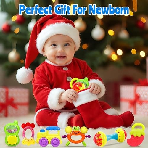 Baby Toys 0-6 Months - Baby Rattles Teething Toys 3-6 Month Infant Toys 6-12 Months Teether Toy 3 4 5 6 Month Old Newborn Essentials Must Haves Wrist Socks Toddler Stocking Stuffers Christmas Gifts thumbnail 2