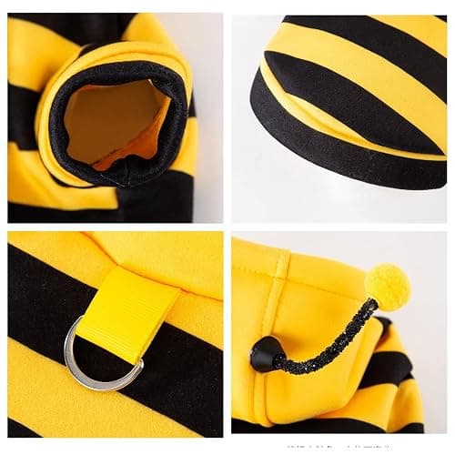 Selena Cat Bee Antennae Costume Hoodies Cute Bee Stripes Dog Kitten Puppy Pet Apparel (Medium,Yellow&Black) thumbnail 5
