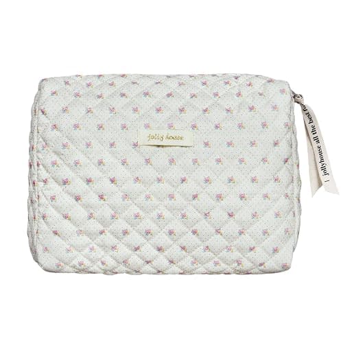 Aucuu Reise Kosmetiktasche, Coquette Make-up-Tasche, Gesteppte Kulturtasche Damen, Kosmetiktasche Groß Kapazität, Baumwolle Make-up Tasche mit Blumenmuster für Kinder Damen Herren - Image 1
