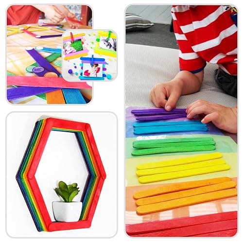 WISYOK 180 Pcs 6' Colored Jumbo Wooden Craft Sticks - Rainbow Wooden Popsicle Sticks for Creative Designs or Kids Education, Home Art Projects thumbnail 6