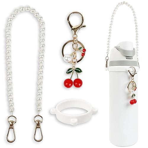 Handle Strap and Cherry Charm Set for Owala Water Bottle 24 oz, 32 oz, 40 oz, Owala Kids, Owala Coffee Tumbler, Owala FreeSip – Includes Handle Strap, for Owala Accessories & Stanley Cup Accessories - Image 1