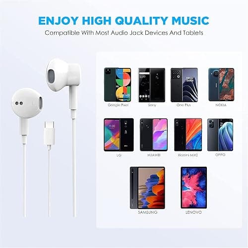 2 Pack-USB C Headphones for iPhone 17/16/15 Earbuds USB C Wired Earphones with Mic & Remote Control Noise Cancelling for iPhone 15, iPad Pro, Galaxy S23/S22/S21/S20/Ultra Note 10/20, Pixel 7/6/6a/5/4 thumbnail 6