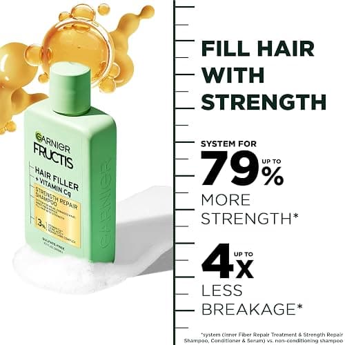Garnier Fructis Hair Filler Strength Repair Shampoo and Conditioner Set with Vitamin Cg, Weak Hair Care, 10.1 Fl Oz, 2 Items, 1 Kit thumbnail 4