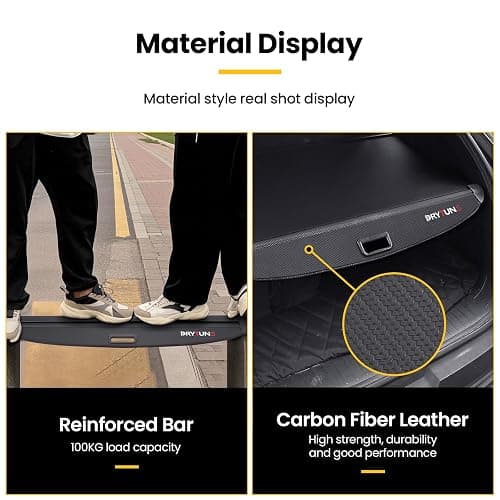 Drytuns Cargo Cover and Trunk Net for Hyundai Tucson 2022-2026 | Retractable Trunk Cover Privacy Shade for 22-26 Hyundai Tucson, Carbon Fiber Leather + Net thumbnail 6