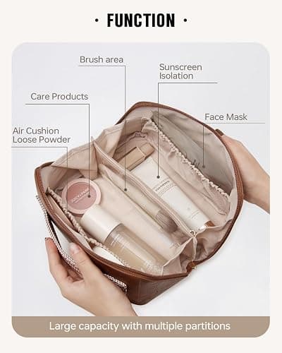 EACHY Travel Makeup Bag,Large Capacity Cosmetic Bags for Women,Waterproof Portable Pouch Open Flat Toiletry Bag Pattern Makeup Bag thumbnail 2