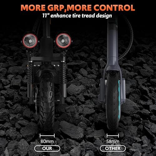 Electric Scooter Adults, 800/1200W Motor, E-Scooters Up to 25/31Mph & 28/31Miles Range,11" Off-Road/All Terrain Tire Scooter with Dual Suspension & Side Light thumbnail 5