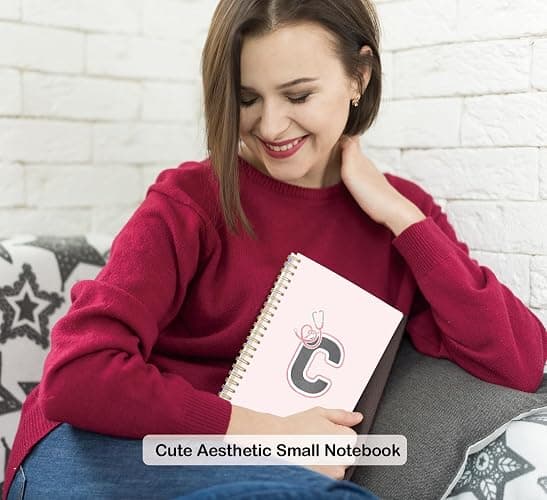 ICEWHITEY Nurse Gifs for Women,Christmas Nurse Practitioner Gifts,Nursing Notebook Gift for RN Nursing School Girls Students Office,Pink Personalized Stethoscope Initial C Spiral Notebook,5.5x8.3 in thumbnail 2