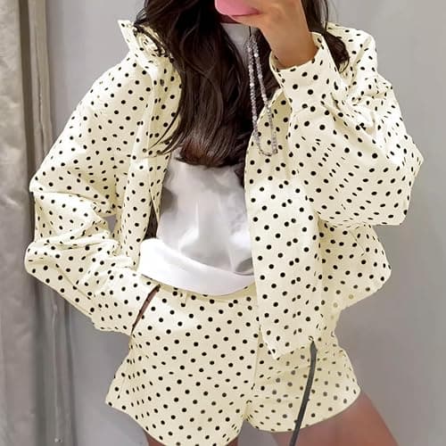 Songling Women Polka Dot Jacket Casual Coat Zip Up 2025 Trendy Fall Outfits Lightweight Cropped Jacket with Pockets thumbnail 6