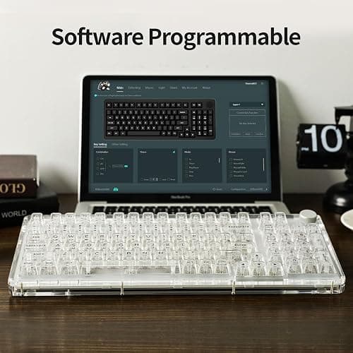 KiiBoom Phantom 98 Hot Swappable Crystal Gasket-Mounted Mechanical Keyboard, Triple Mode NKRO Gaming Keyboard with South-Facing RGB, Clear Keycaps, 8000mAh Battery for Win/Mac (Clear) thumbnail 4