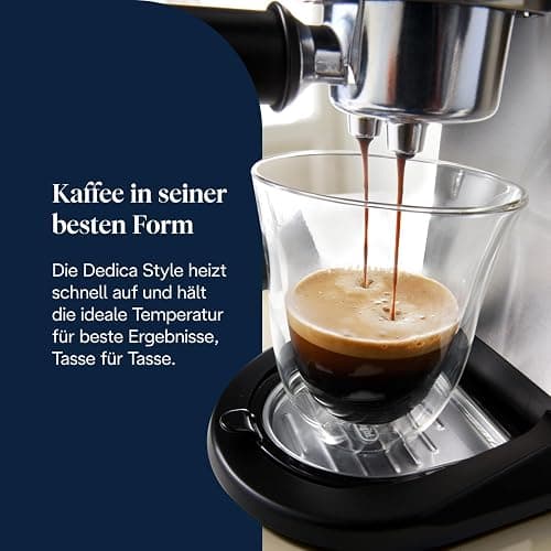 De'Longhi Dedica Style - Perfetto Kompakte Siebträgermaschine Espressomaschine mit Tasten, manuellem Milchaufschäumer für Espresso und Cappuccino, ESE Pad geeignet, 15cm breit, Metall (EC685.M) thumbnail 4