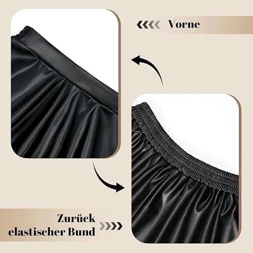 WERFORU Lederrock Damen Minirock Leder Rock für Damen Elastische Taille A-Linien Pull On Skater Röcke thumbnail 4