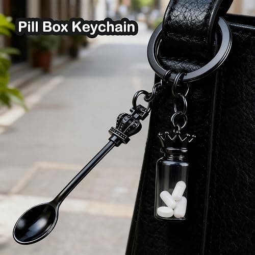 Demearly 8 Pack Metal Small Keychain Spoon with Split Key Ring, Mini Powder Spoons for Home, Kitchen, Medicine, Pill Bottle Craft (Crown, Multicolor) thumbnail 6