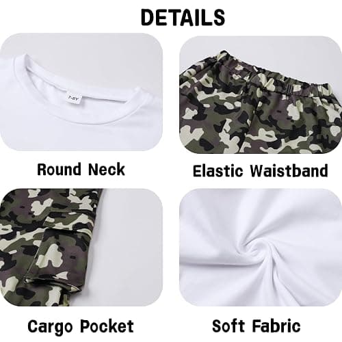 Azmxynol Tween Girls Clothes 2 Piece Outfit Bow T-Shirt Top + Cargo Pants Teen Girl Clothing Set, Sizes 7-16 Years thumbnail 6