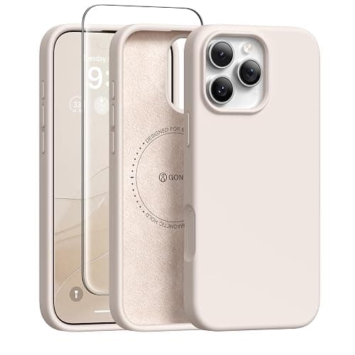 GONEZ Magnetic for iPhone 16 Pro Case, [Compatible with MagSafe] Anti-Scratch Microfiber Lining & Screen Protector, Silicone Camera Control, Shockproof Slim Phone Cover 6.3 inch, Stone - Image 1