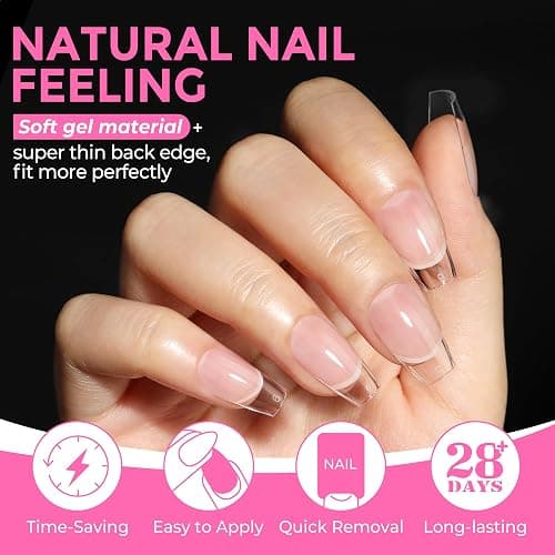 UNA GELLA Short Coffin Nail Tips: 216pcs Short Coffin Press on Nails Pre-shape Gel Nail Tips for Full Cover Acrylic Nails False Nails For Nail Extension Home DIY Salon 12 Sizes Gelly Tips thumbnail 4