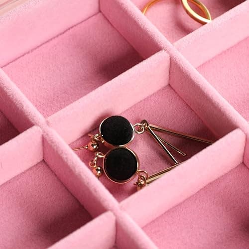 Frebeauty Extra Large Acrylic Jewelry Box for Women 5 Layers Clear Jewelry Organizer Velvet Earring Box with 5 Drawers Rings Display Case Necklaces Holder Tray for Women Girls(Pink) thumbnail 5