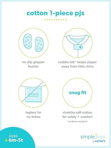 Simple Joys by Carter's Girls' 3-Pack Snug Fit Footed Cotton Pajamas thumbnail 6