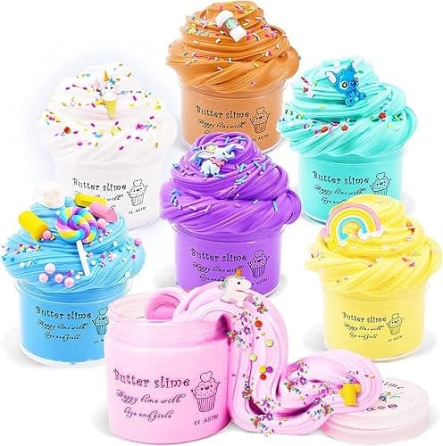 Jumbo Butter Slime Kit for Girls Ages 8-10-49 pcs w/Organizer Box Filled w/Slime Charms, Fruit- Ice Cream-Cup Cake & More- Birthday Gift for Boys Girls- Fidget Toys-Easter Basket Stuffers thumbnail 6