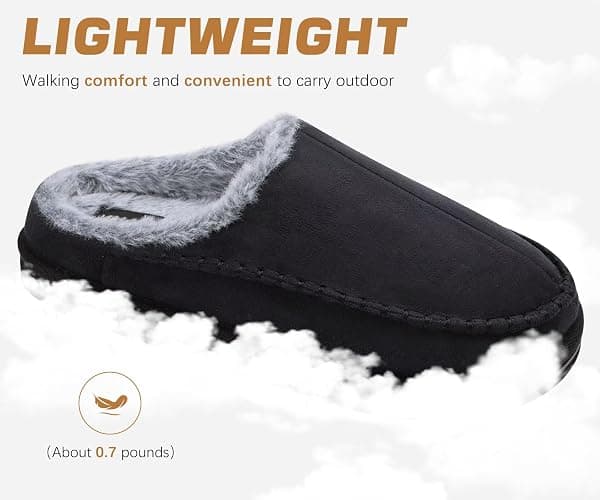 KuaiLu Mens Momery Foam Clog Slippers Comfy Handmade Stitch Microsuede Slip-on House Shoes With Arch Support Warm Faux Fur Lined Rubber Sole Indoor Outdoor thumbnail 6