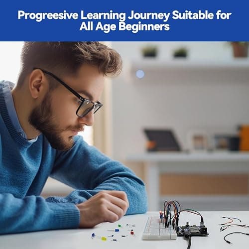 SunFounder Elite Explorer Kit with Original Arduino Uno R4 WiFi, RoHS Compliant, Bluetooth IoT ESP32 IIC LCD1602 OLED, Super Starter Kit, Online Tutorials & Video Courses for Beginners & Engineers thumbnail 3