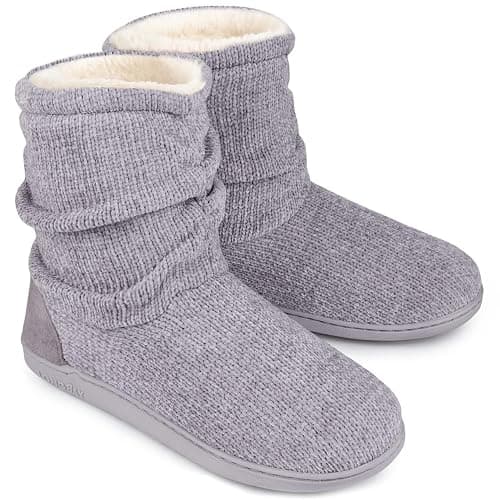 LongBay Women's Cozy Winter Slipper Boots Warm Chenille Knit Bootie Memory Foam Non-Slip Indoor Outdoor House Shoes - Image 1