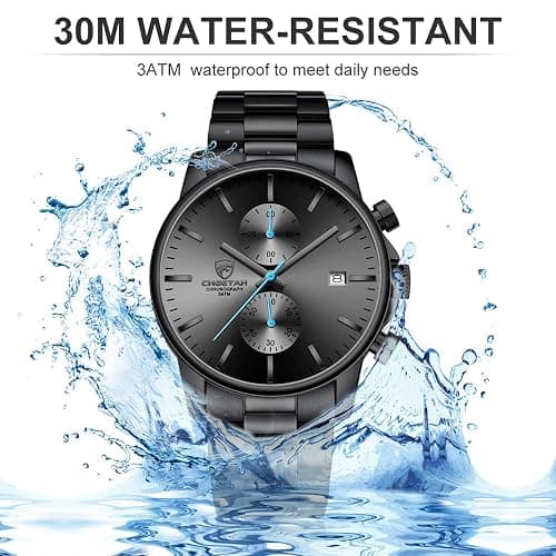 GOLDEN HOUR Fashion Business Mens Watches with Stainless Steel Waterproof Chronograph Quartz Watch for Men, Auto Date thumbnail 5