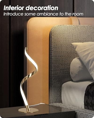 Yarra-Decor Modern Spiral Bedside Lamp - 3 Colors Touch Control LED Table Lamp, Stepless Dimmable Nightstand Lamps for Bedroom Living Room & Office, Gold(3000K 4000K 5000K) thumbnail 5