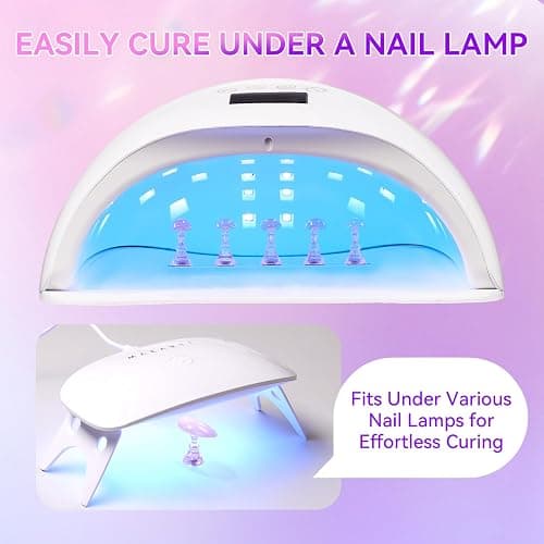 Makartt Press on Nails Stand: Clear and Pink Nail Holder for Painting Nails, Stands for Art Display Practice, Magnetic Clear Glitter Flower Fake Holders with Reusable Adhesive Putty for Home Salon DIY thumbnail 8