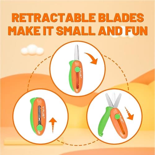 Safety Scissors for Kids, 3Pcs Retractable Toddler Scissors for Preschool | Retractable Kids Scissors for Small Hand, Ages 3-5 2-4 1-3 Cutting Tool for Toddler Crafts and Preschool Activities thumbnail 3