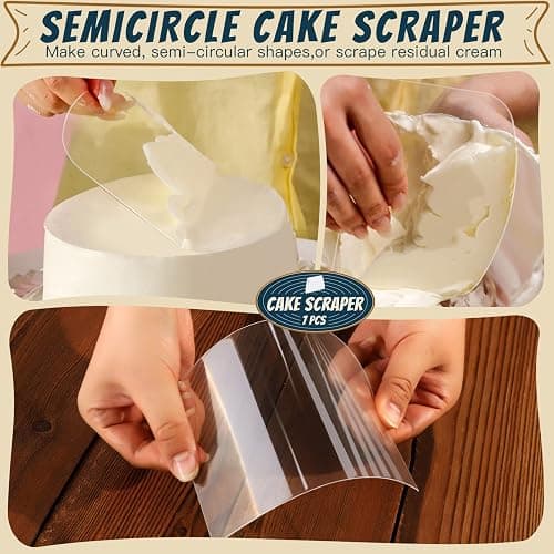Teenitor Cake Scraper Cake Smoother, 7 Pcs Dough Scraper Bowl Scraper Cake Cutter Cake Spatula Bench Scraper Kitchen Plastic Scraper Tool Cake Decorating Kit thumbnail 5