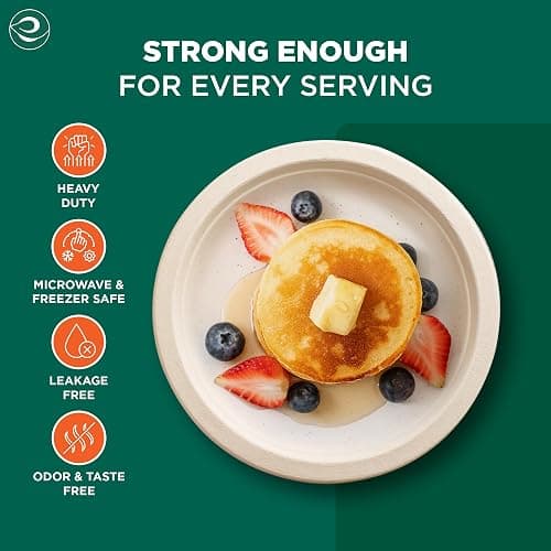 ECO SOUL Compostable Paper Plates 10 Inch, 100 Pack – Heavy Duty Disposable Paper Plates, Biodegradable Sugarcane Bagasse, Durable & Microwave Safe, Unbleached Round Dinner Plates for Party, Picnic thumbnail 5