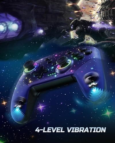 VOYEE Switch Controller, LED Star Wireless Pro Controllers Compatible with Switch/Lite/OLED, Multi-Platform Windows PC with 9 Colors Colorful RGB Lights/Programmable/Vibration/Turbo/Wakeup thumbnail 6