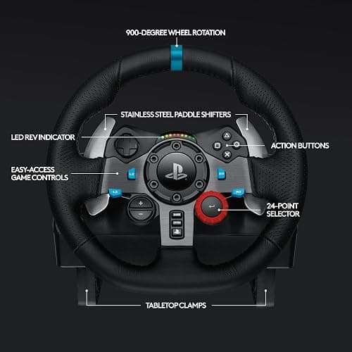 Logitech G29 Racing Wheel and Pedals for PS5/PS4/PC | Stainless steel paddle shifters, leather steering wheel cover, real force feedback, for PS5, PS4, PC, Mac thumbnail 6